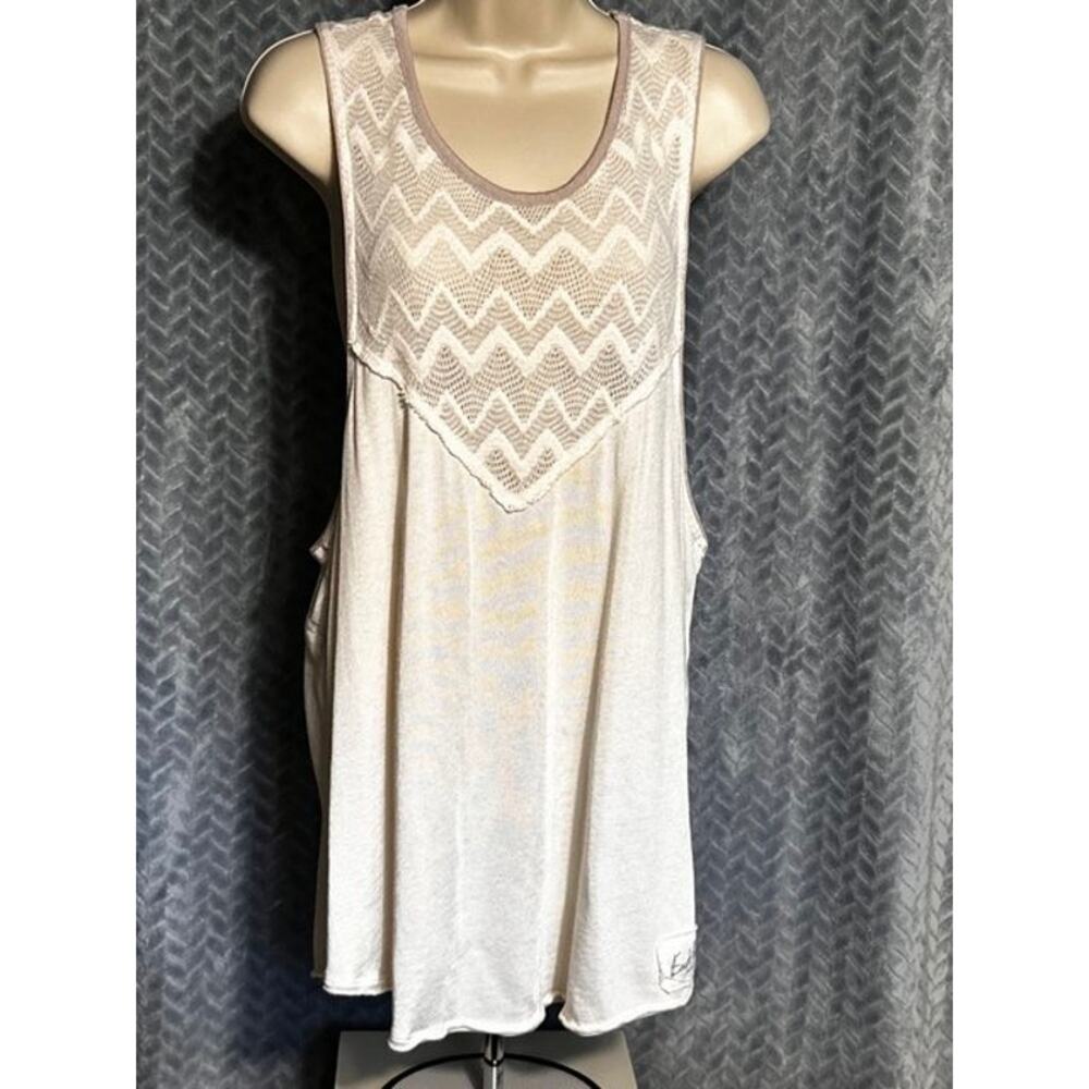 We the Free Jersey Knit Tank with Lace Preppy Varsity Y2K Retro Throwback Style